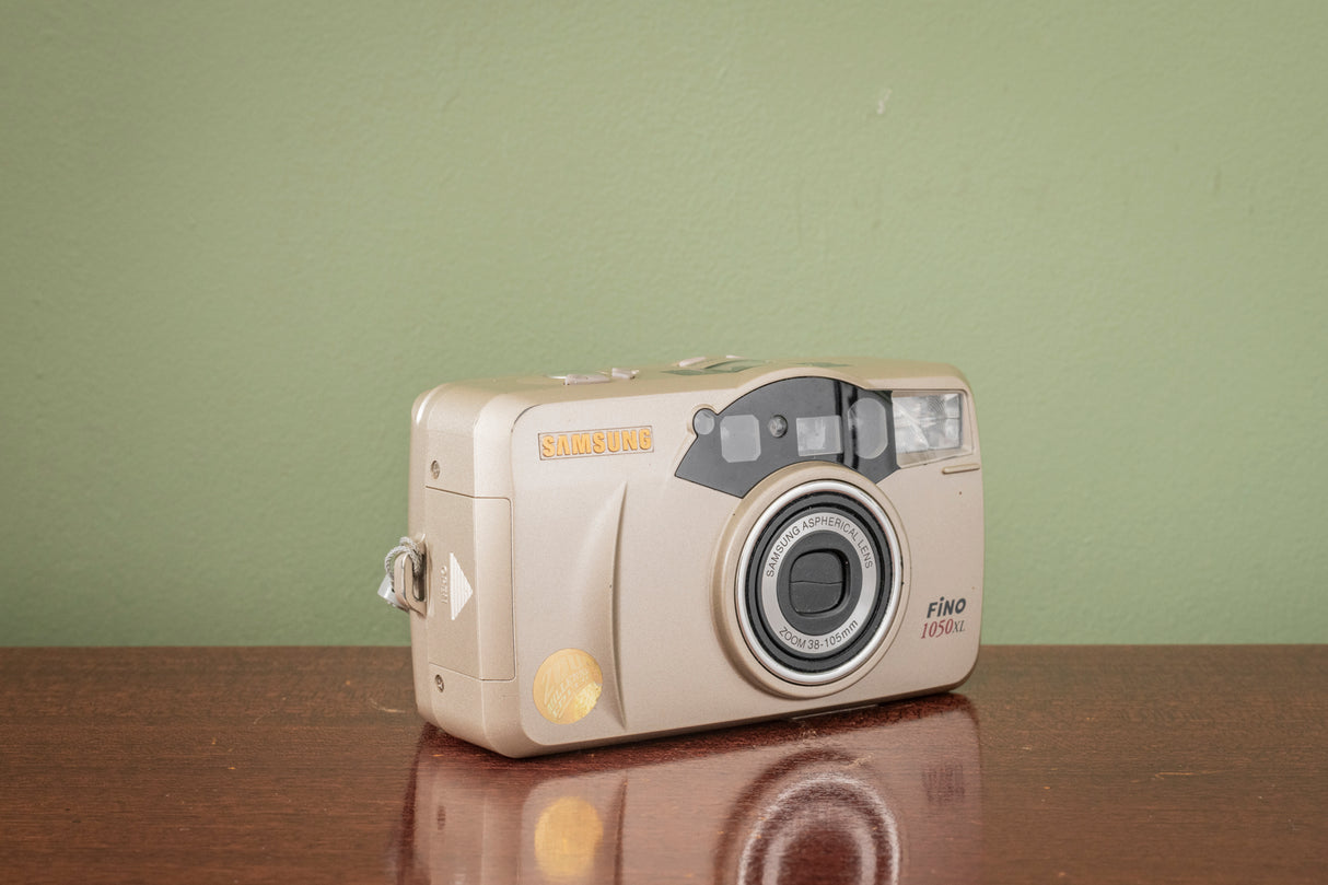 Gorgeous Samsung Fino 1050XL 35mm Point and Shoot Film Camera - Gold Edition