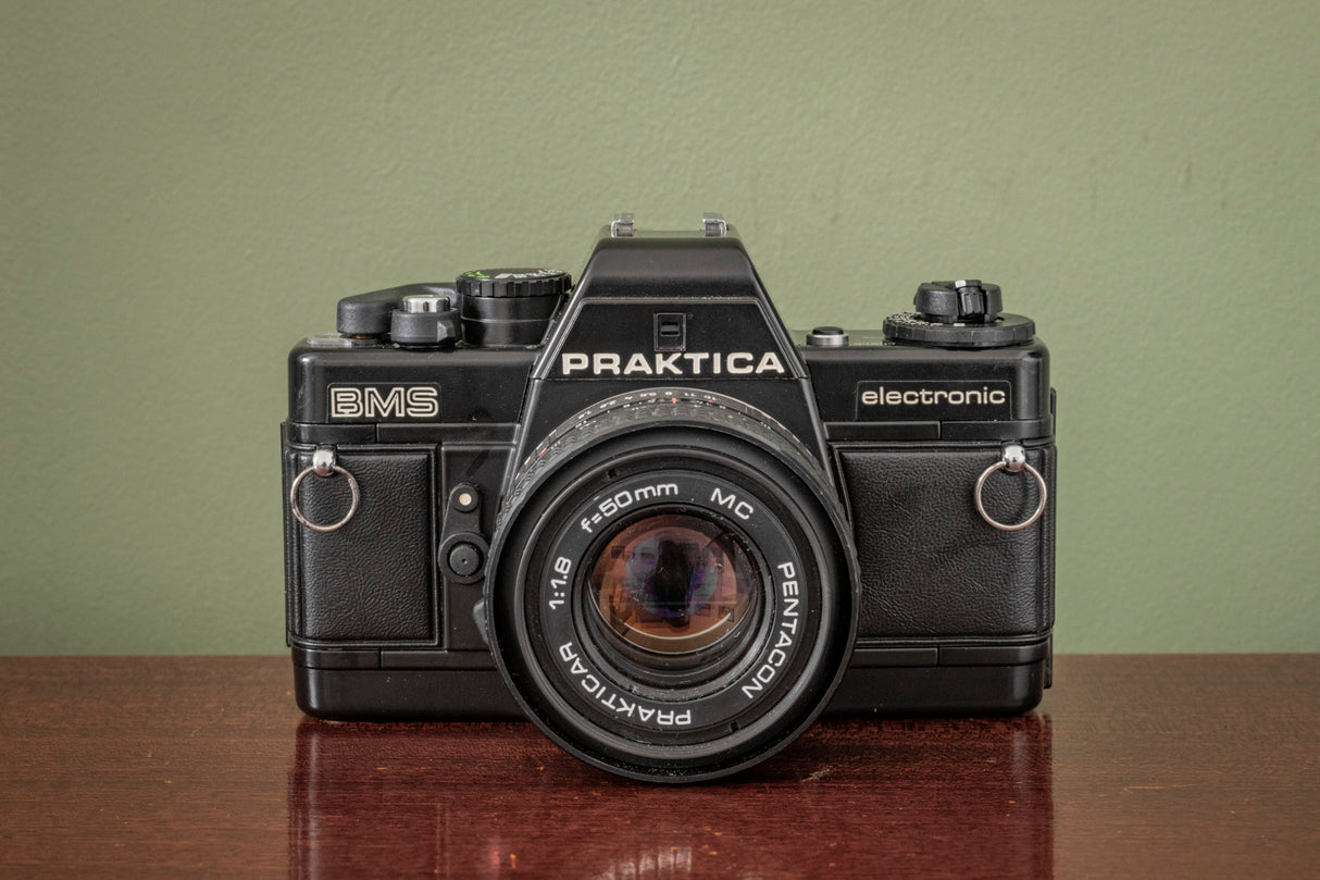 STUNNING Praktica BMS 35mm Film Camera + Pentacon 50mm F1.8 Lens