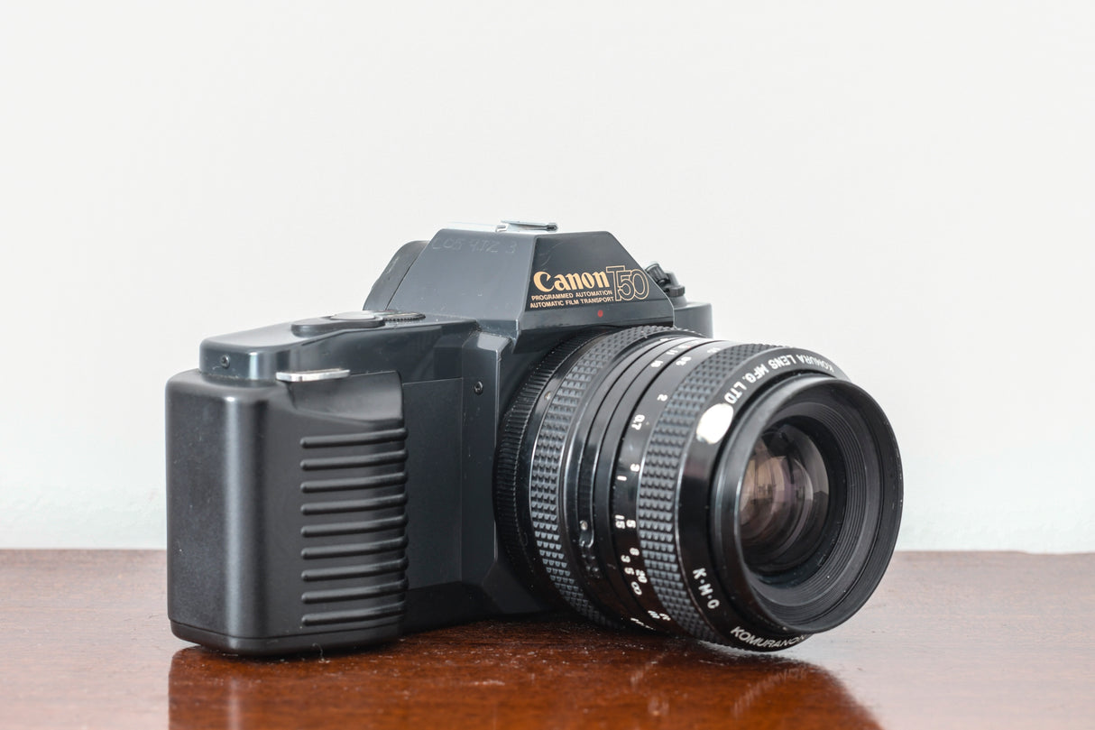 Canon T50 35mm SLR Film Camera with Komura 28mm F2.8 Lens