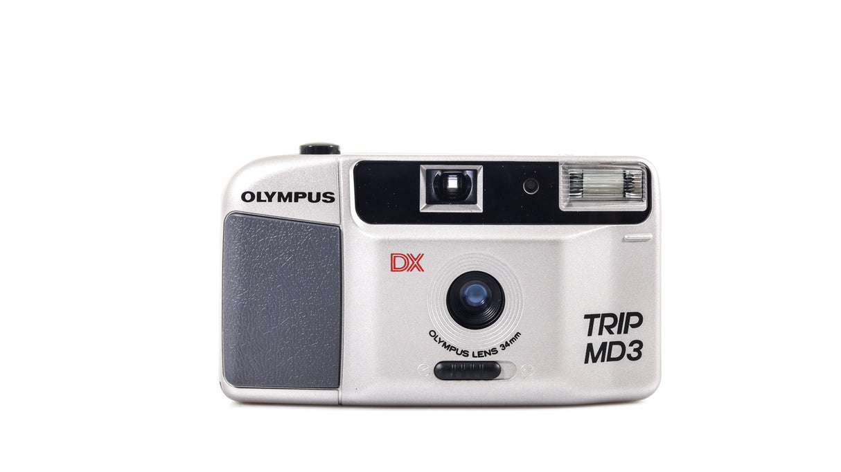 New Boxed Olympus Trip MD3 35mm Point and Shoot Film Camera - Silver