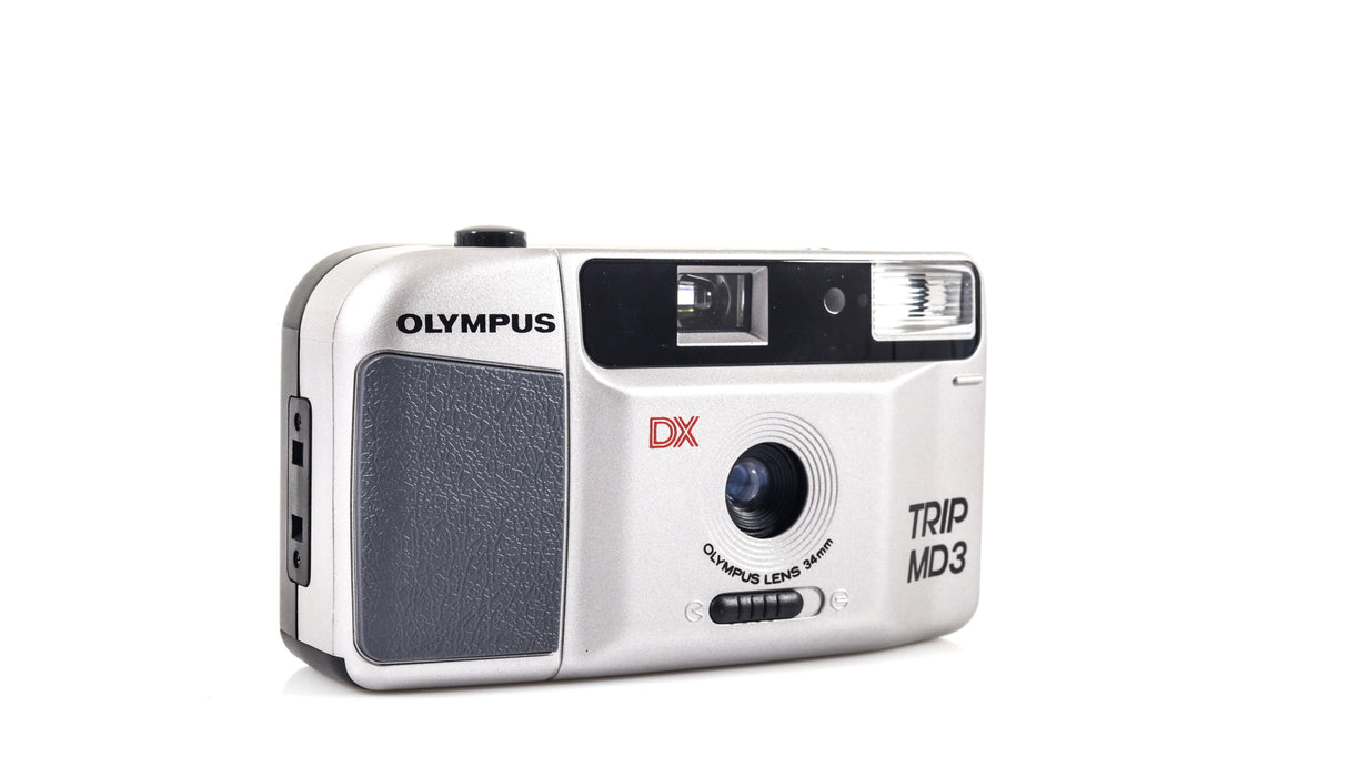 New Boxed Olympus Trip MD3 35mm Point and Shoot Film Camera - Silver